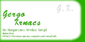 gergo krnacs business card